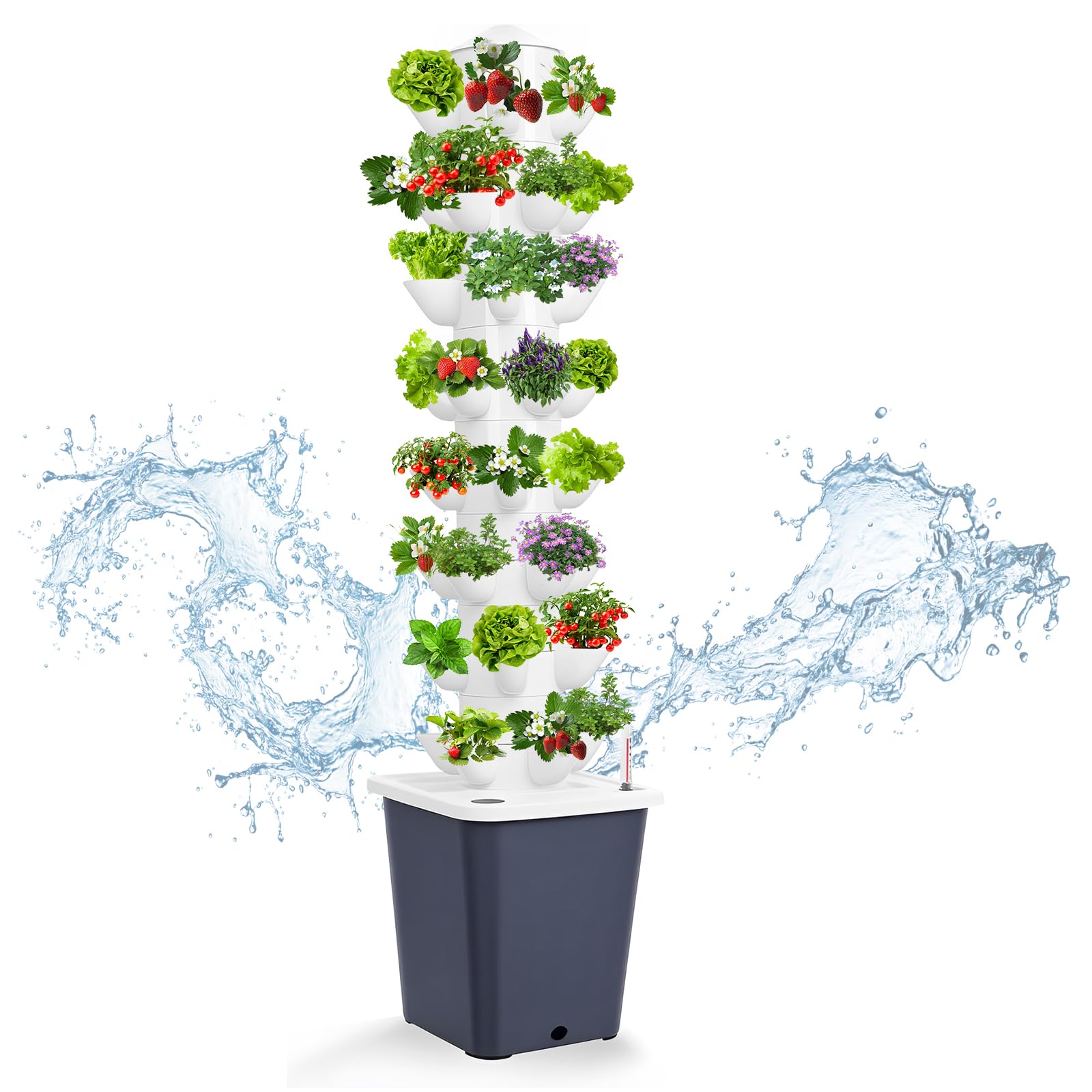 Hydroponic Growing System 40 Pods 8 Layers Hydroponics Tower Set, Garden Hydroponic Tower with 10L Water Tank for Indoor Herbs, Fruits, and Vegetables, Aeroponics Growing Kit for Gardening Lover