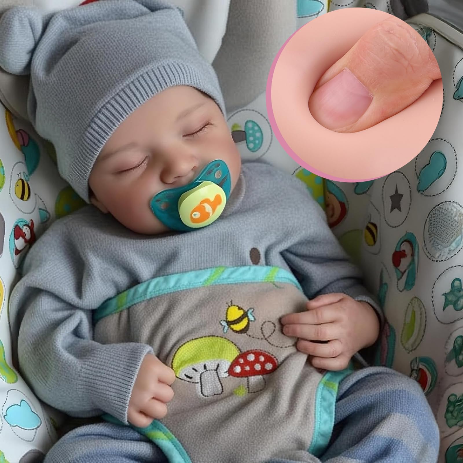 JIZHI Lifelike Reborn Baby Dolls Silicone Full Body - 17 Inch Realistic Newborn Baby Doll Real Life Realistic Baby Dolls Poseable Body Sleeping Baby Boy with Feeding Kit for Children 3+