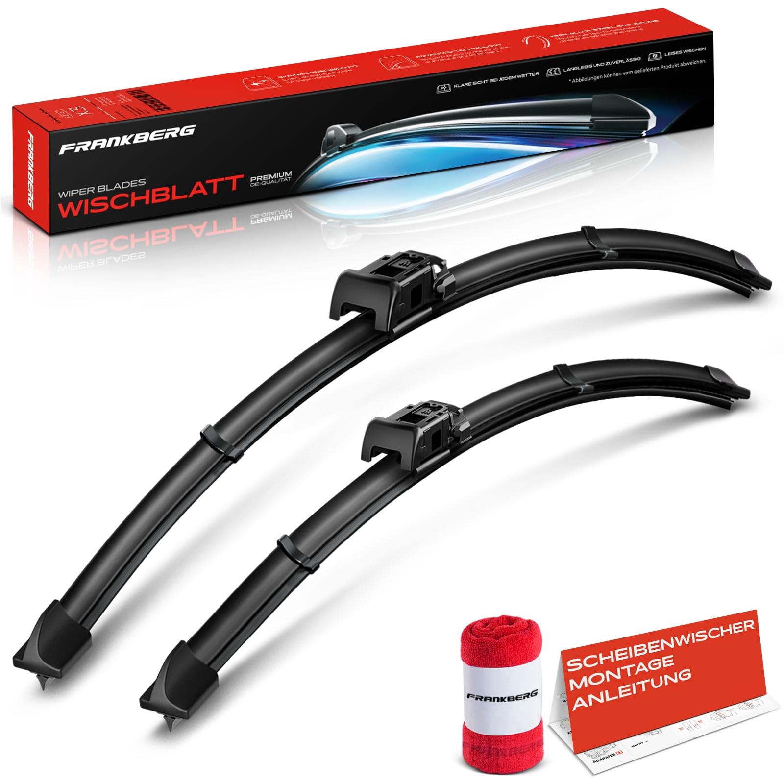 Frankberg 2x Tergicristalli Spazzole Tergicristalli Anteriore 600mm/350mm Compatibile con M.GZS SUV AZS1,M.GZS SUV ZS32, compreso indicatore di usura e panno per la pulizia