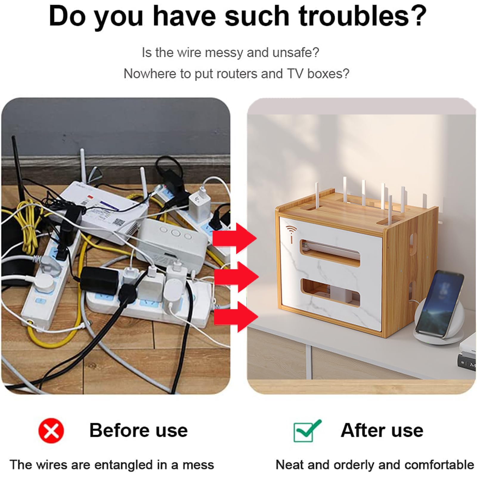 Clean Router Storage Network Router WiFi Router Desktop Storage Box,Power Router Fences ...