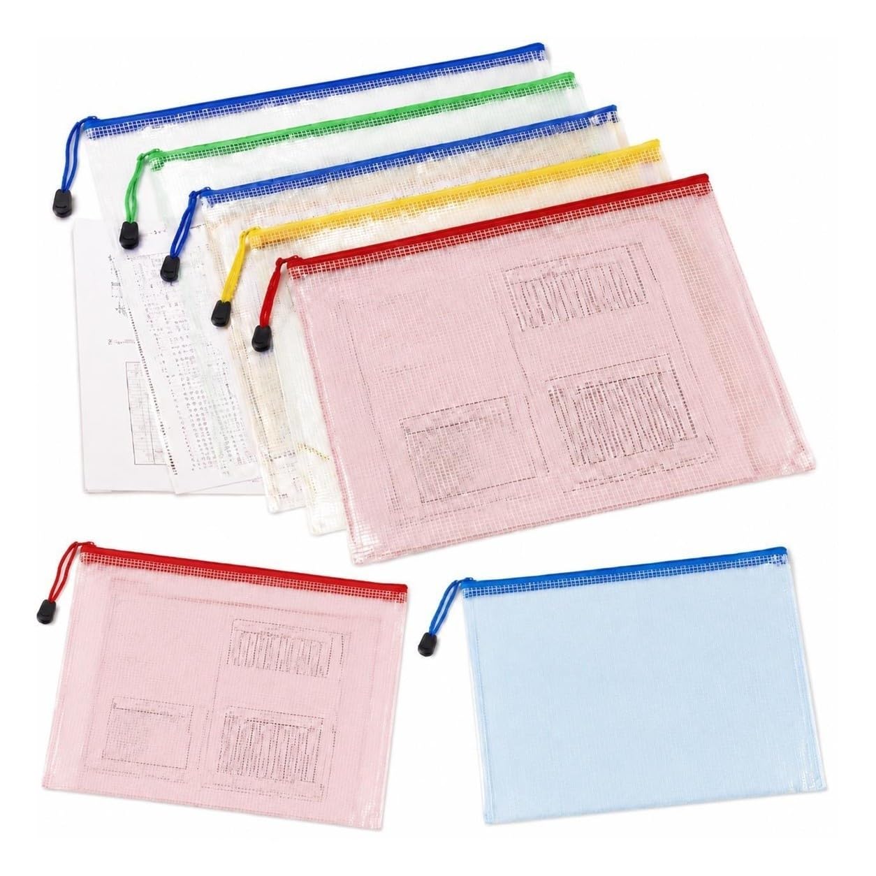 Bolsas de malla transparente con cremallera for organización de documentos: juego de 5, 10 o 20(10pcs A4)