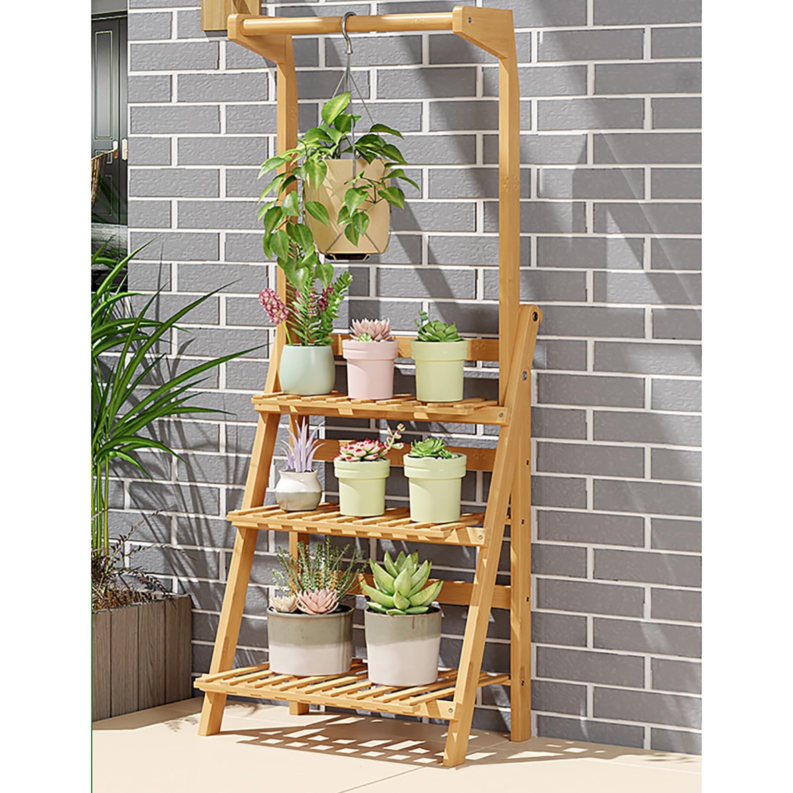 Support plantes angle 3 niveaux en métal pour votre balcon, salon et jardin