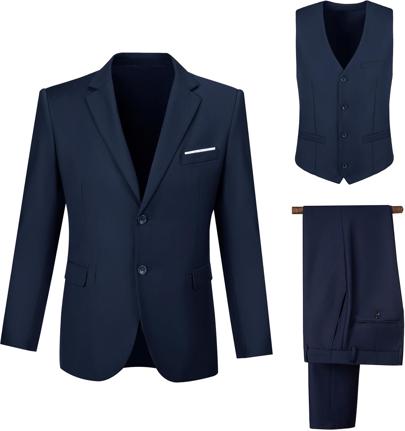 Men's Suit 3 Pieces Slim Fit Formal Business Wedding 2 Buttons Blazer Vest Pants Set Tuxedo
