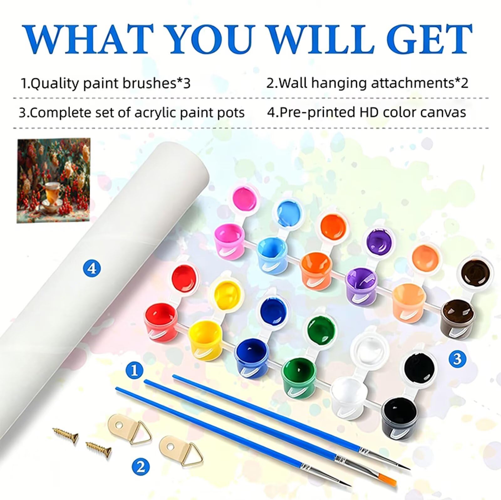 Pintar por Numeros 90x180cm Cereza Pintar por Numeros Adultos Fruta Paint by Numbers Adult, Cuadros para Pintar con 3 Pinceles y Pigmento, Manualidades Adultos para Decoración Pared (Sin Marco) RB-860