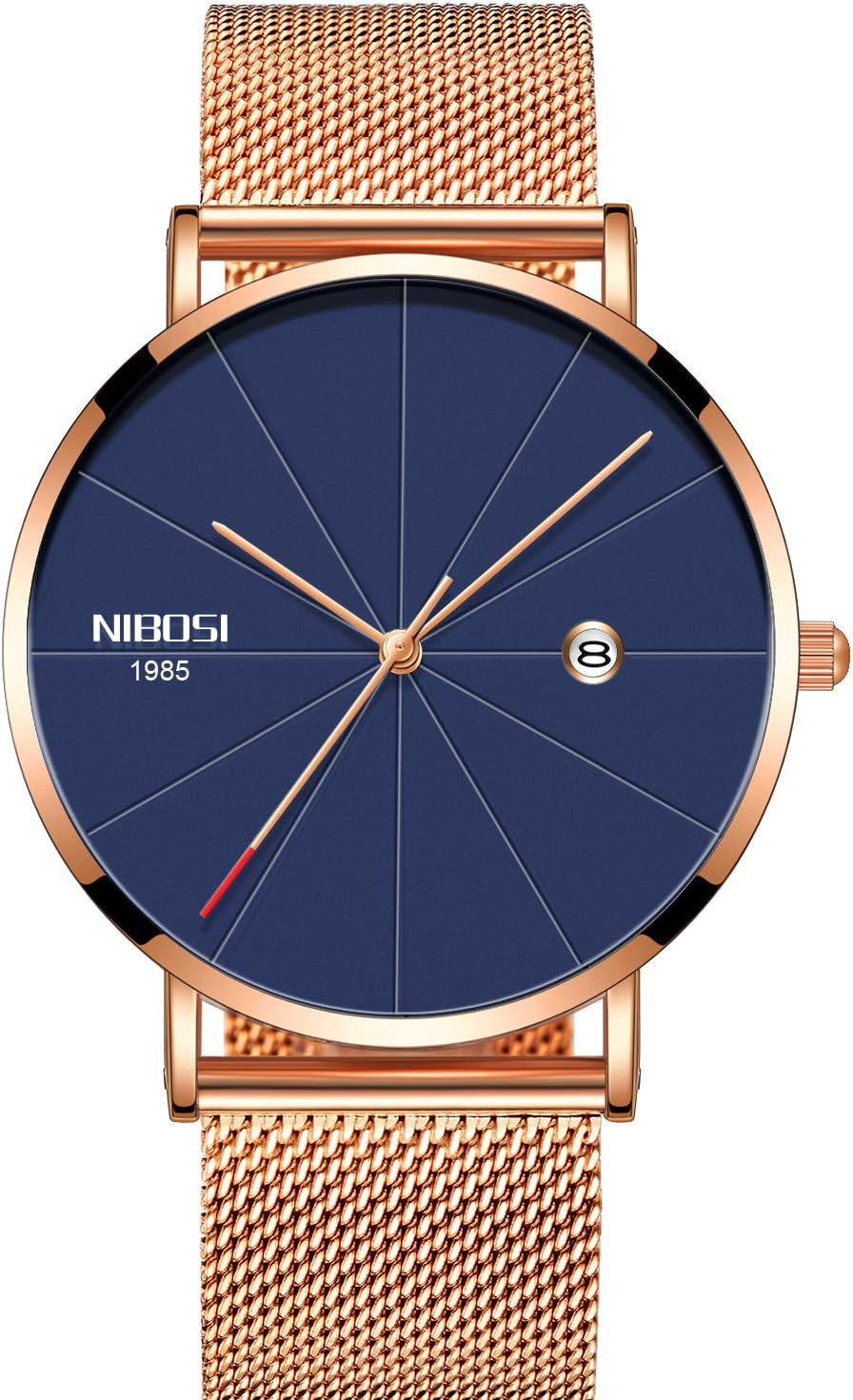 NIBOSI Analogue Men's Watch (Blue Dial Rose Gold Colored Strap)