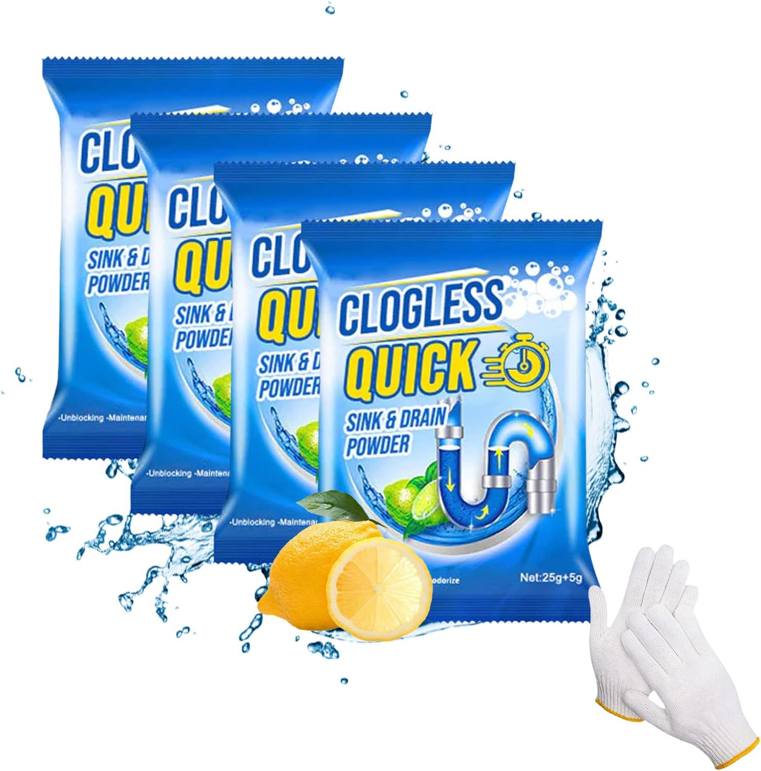 Clogless Quick Sink And Drain Powder (4 pcs)