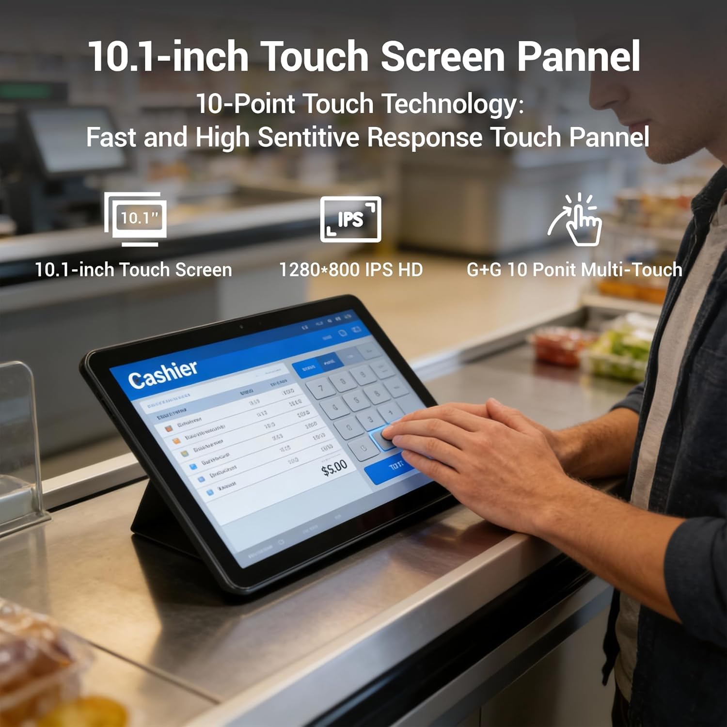 Lüfterloser All-in-One Touchscreen-Computer RK3399, Industrie-Panel-PC 10,1 Zoll Robust Android 12, 4GB RAM, 64GB ROM, 1280x800 IPS