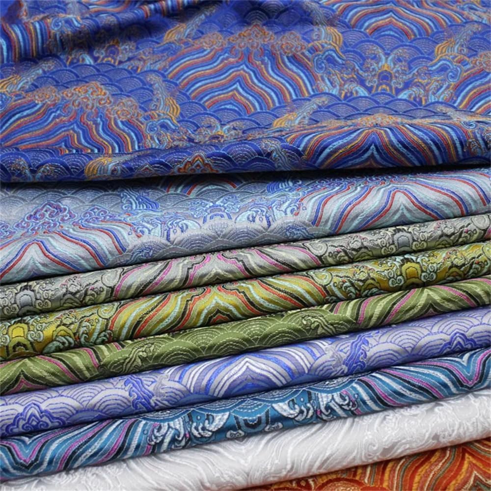 Tkanina na sukienki, jedwabisty satynowy brokat, tkanina brokatowa na ubrania Cheongsam szycie drukowana tkanina miękka draperia lato DIY(Color20,200cm)