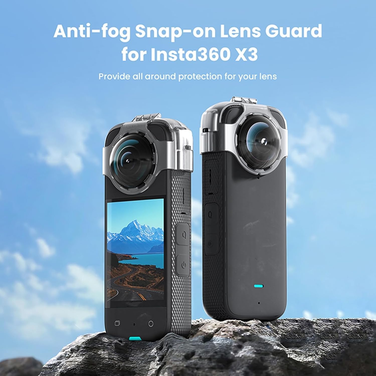 SHEAWA Funda protectora de lente antivaho para cámara deportiva Insta360 X3, gris, Funda protectora