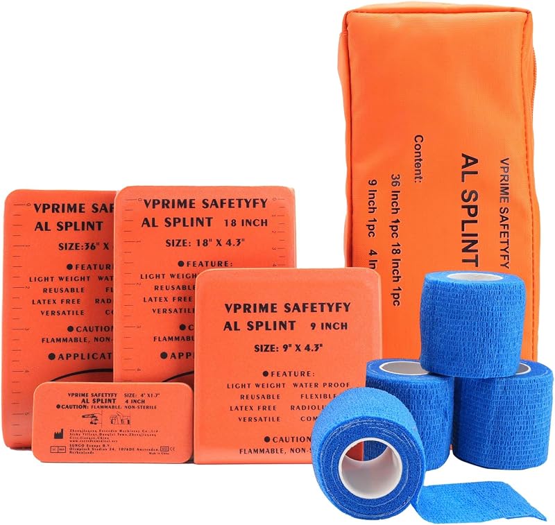 First Aid Splint, 36" Aluminum Waterproof Emergency Splint Kit | Reusable First Aid Kit, Fracture Immobilizer for Sports, Hiking, EMT, Home, Human Limbs & Pet Bone Injuries, One Bundle Kit