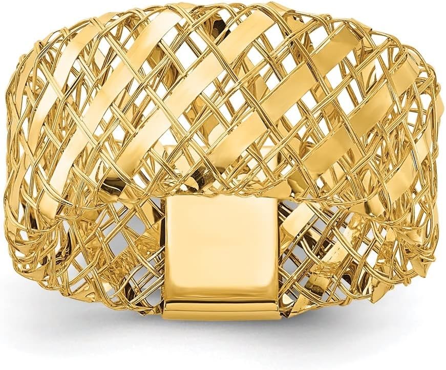 14K Yellow Gold Polished Woven Stretch Ring
