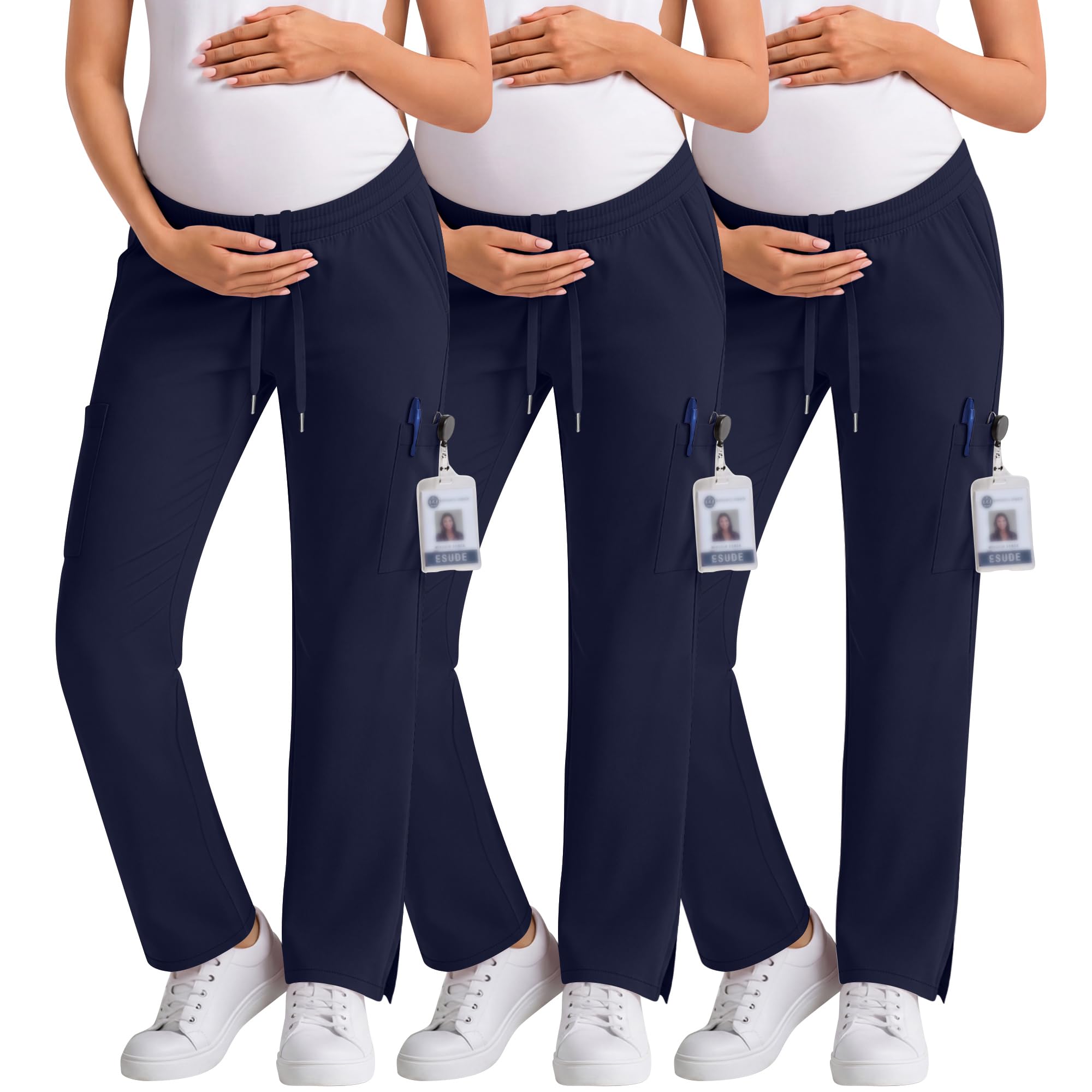 3 Pack Women's Maternity Scrub Cargo Pants