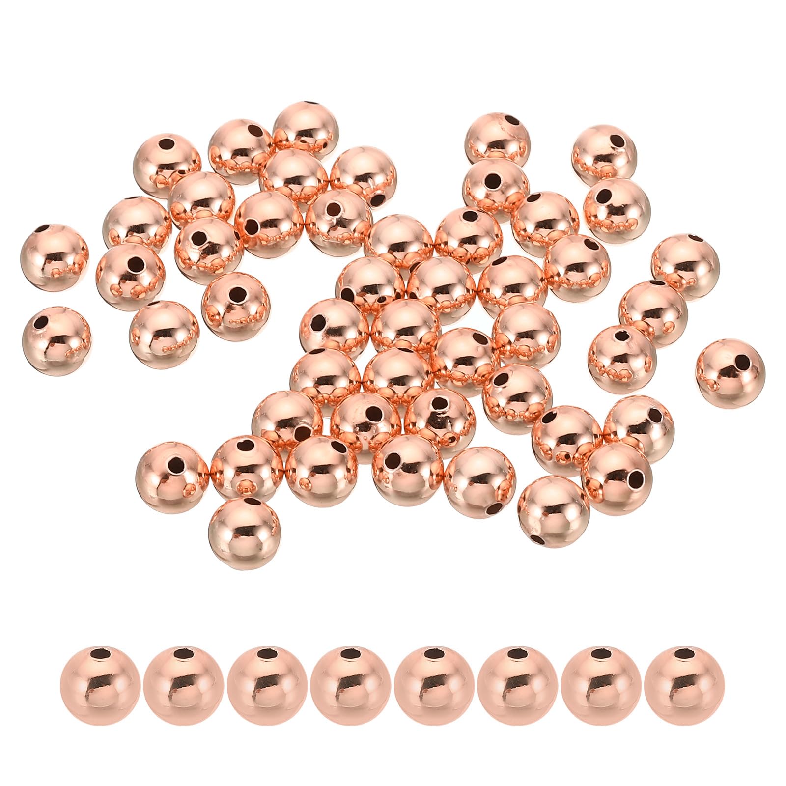 PATIKIL 8mm Gold Filled Spacer Beads for Jewelry Making 100 Pack Metal Round Beads Brass Beads for Bracelets Earring Necklace DIY Craft Rose Gold
