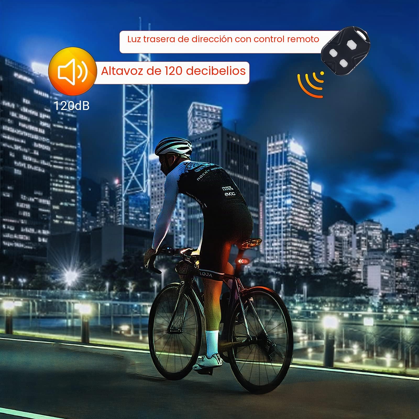 Luz trasera inalámbrica para bicicleta con intermitentes, mando USB, impermeable, ultrabrillante