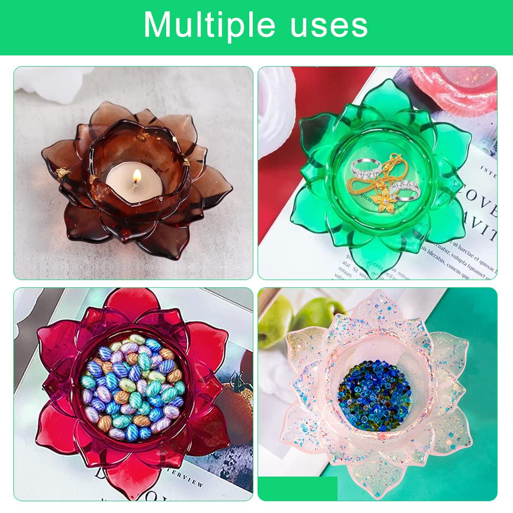 Stampo Silicone Portacandele Fiori Di Loto - 3 Pezzi Per Resina Epossidica E Decorazioni - Foto 4