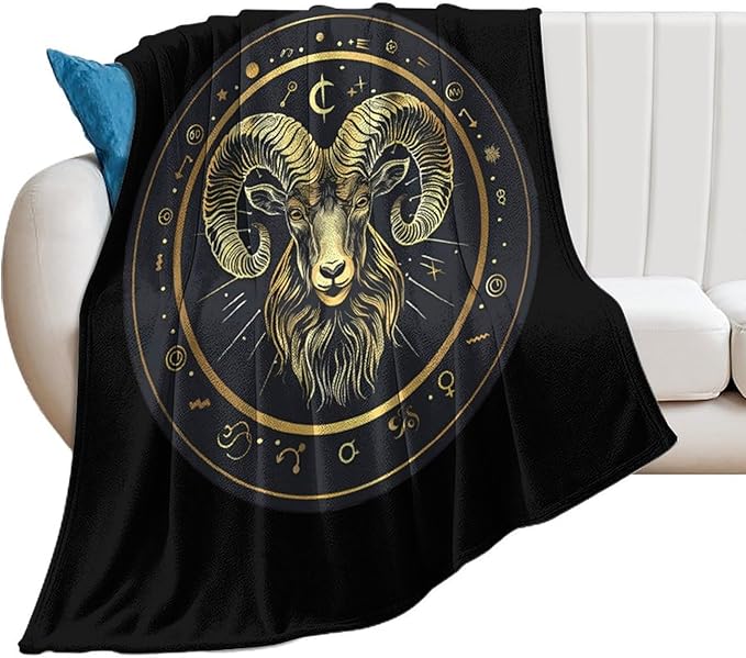 Aries Zodiac Sign Soft Throw Blanket Flannel Warm Lightweight Plush Blankets for Couch Sofa Bedroom Travel