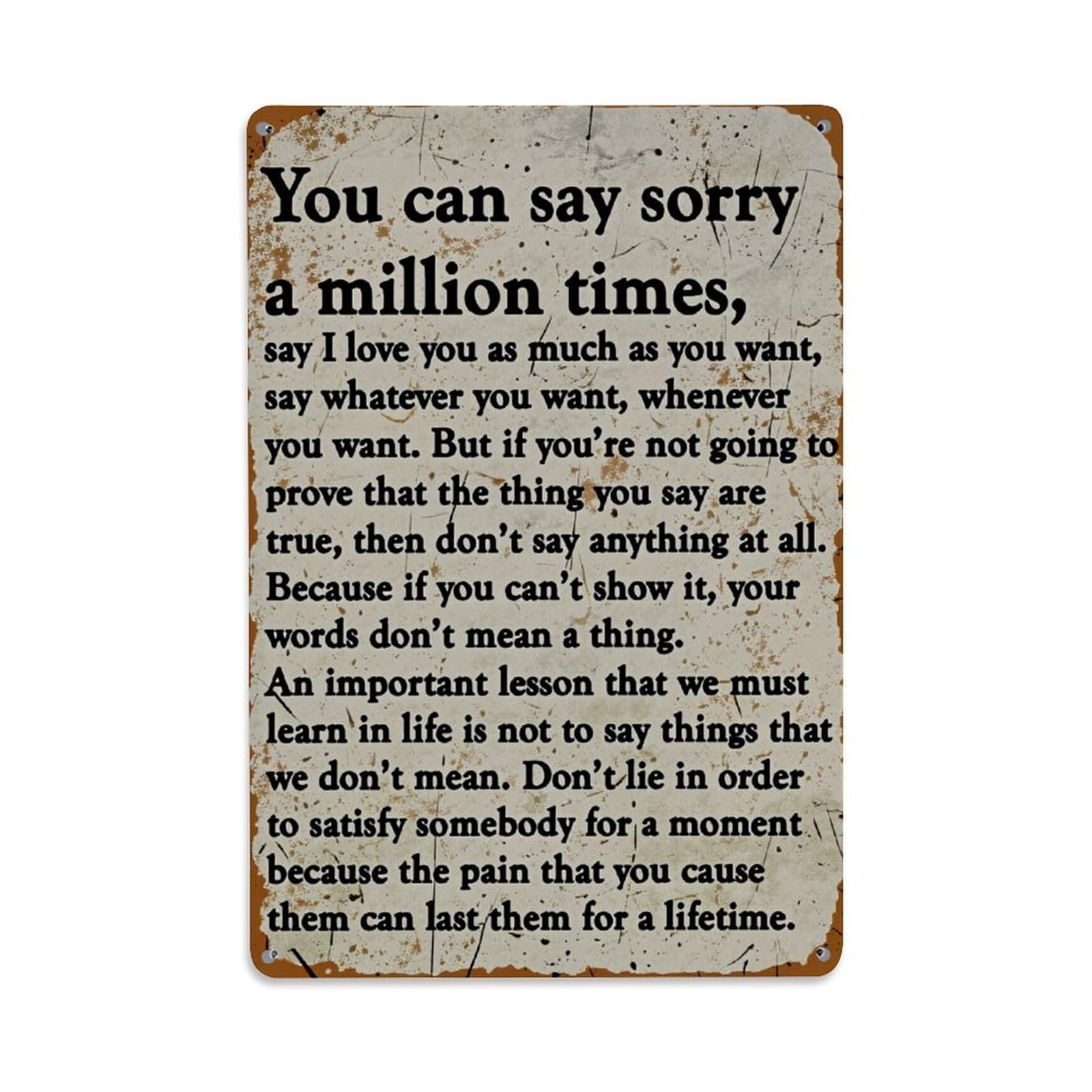 Enderetf Vintage Textured Background With Quote Tin Sign Metal Poster, Home Bar Garage Man Cave Cafe Indoor & Outdoor Wall Decoration 8X12inches