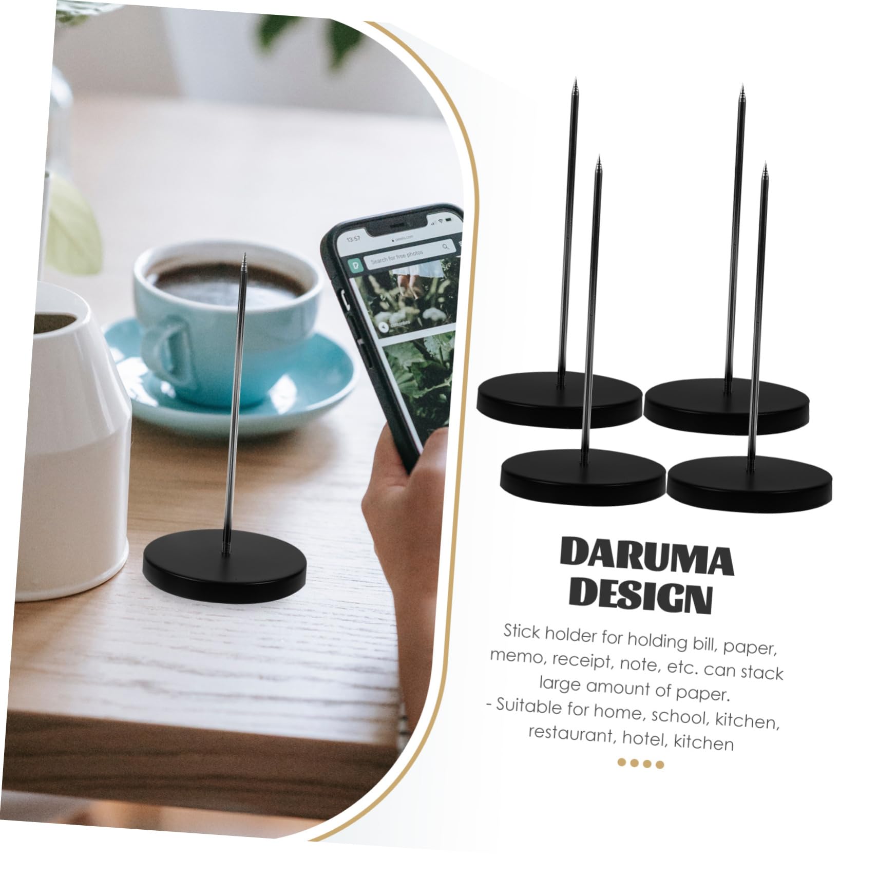 OFFSCH 1Set Detachable Receipt Holders Black Spike Menu Holders for Desk Paper Organizer for Restaurants Offices and Retail Spaces Keeps Bills and Notes Tidy