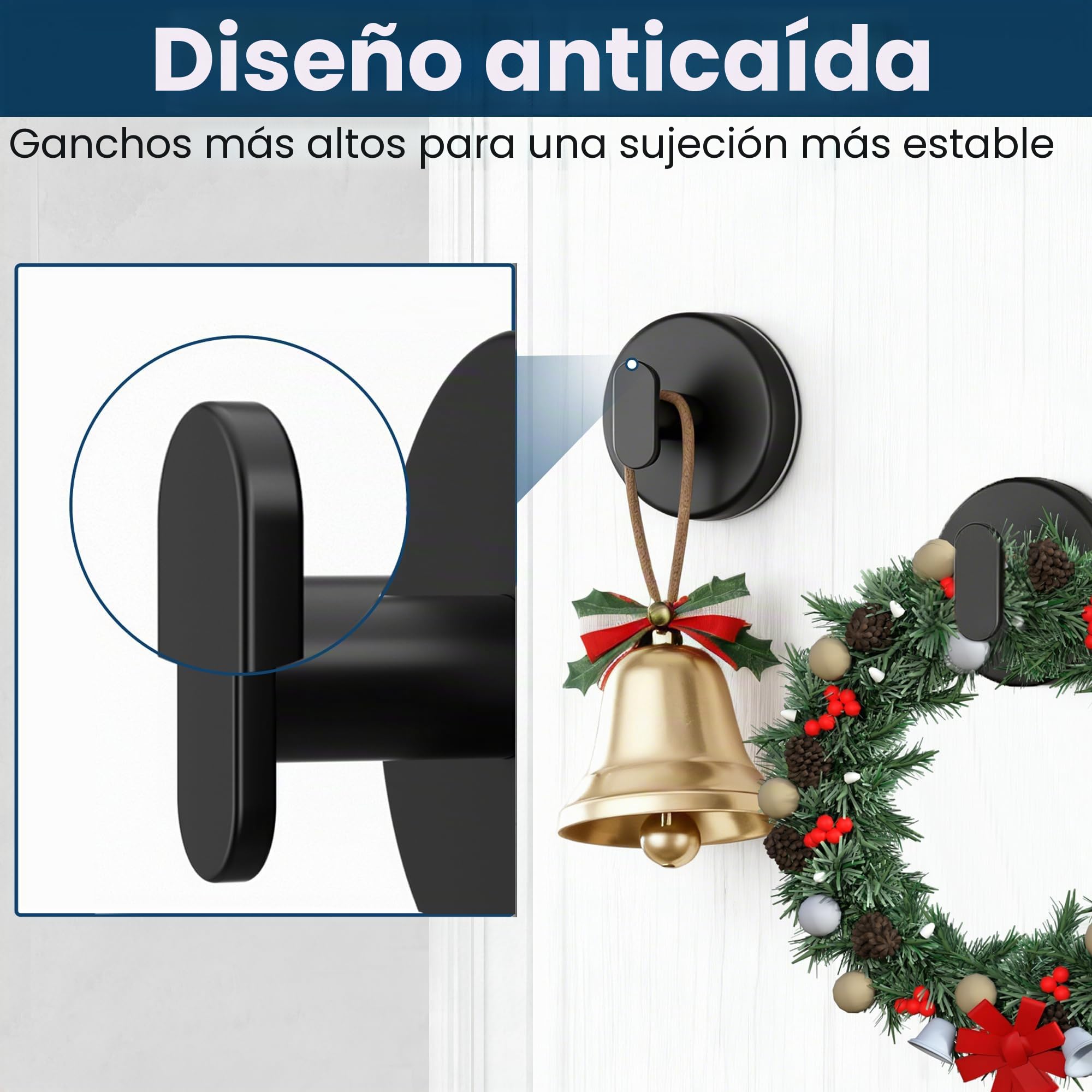 pickpiff Ganchos de ventosa ducha: Colgador extra fuerte de 6,8 kg para baño, cocina, puerta, espejo, azulejos, vidrio – Para toallas, esponjas, abrigos, batas –,negro mate, paquete de 4