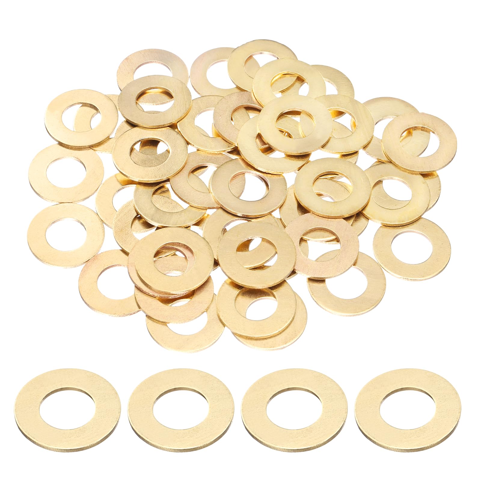 sourcing map 50Pcs M14 Brass Flat Washer, 28mm OD x 14mm ID x 1.5mm Thickness Metal Sealing Washers, Metric Sealing Ring Gasket for Screws Bolts Nuts