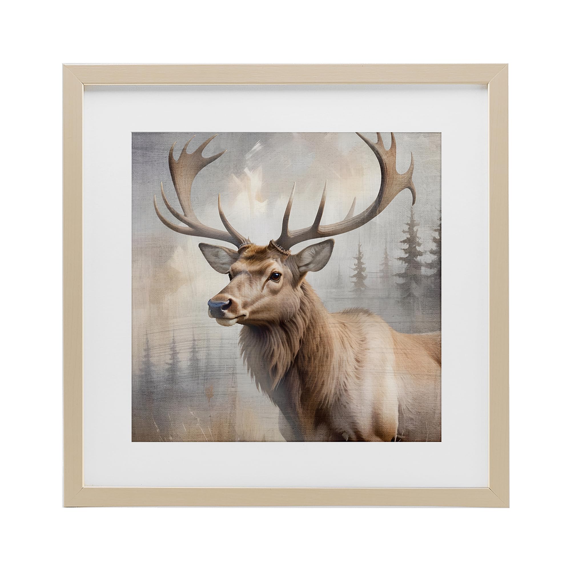 Stupell Industries Harvest Pine (Textured) 'Graceful Forest Stag'| Framed Print Under Glass