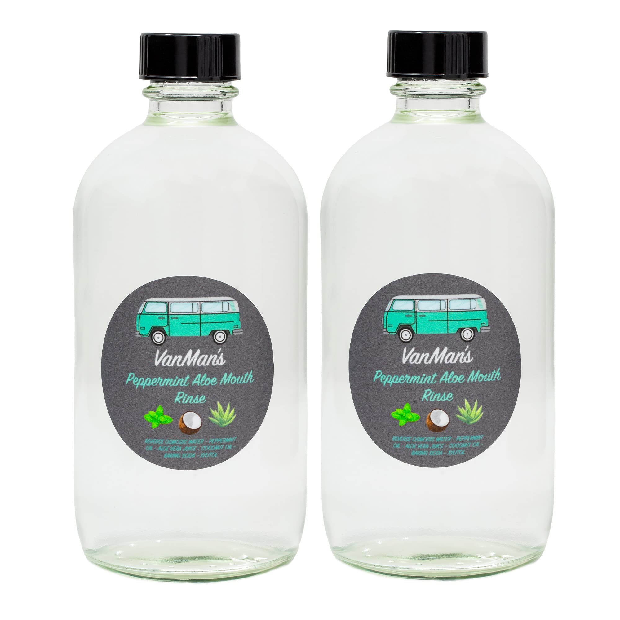 Vanman's - Oral Mouth Care Kit with Two Oral Rinse Mouthwash (8.8 Ounce) - Aloe, Fresh Mint Remineralizing Mouthwash for Gum Health, Bad Breath and Dry Mouth