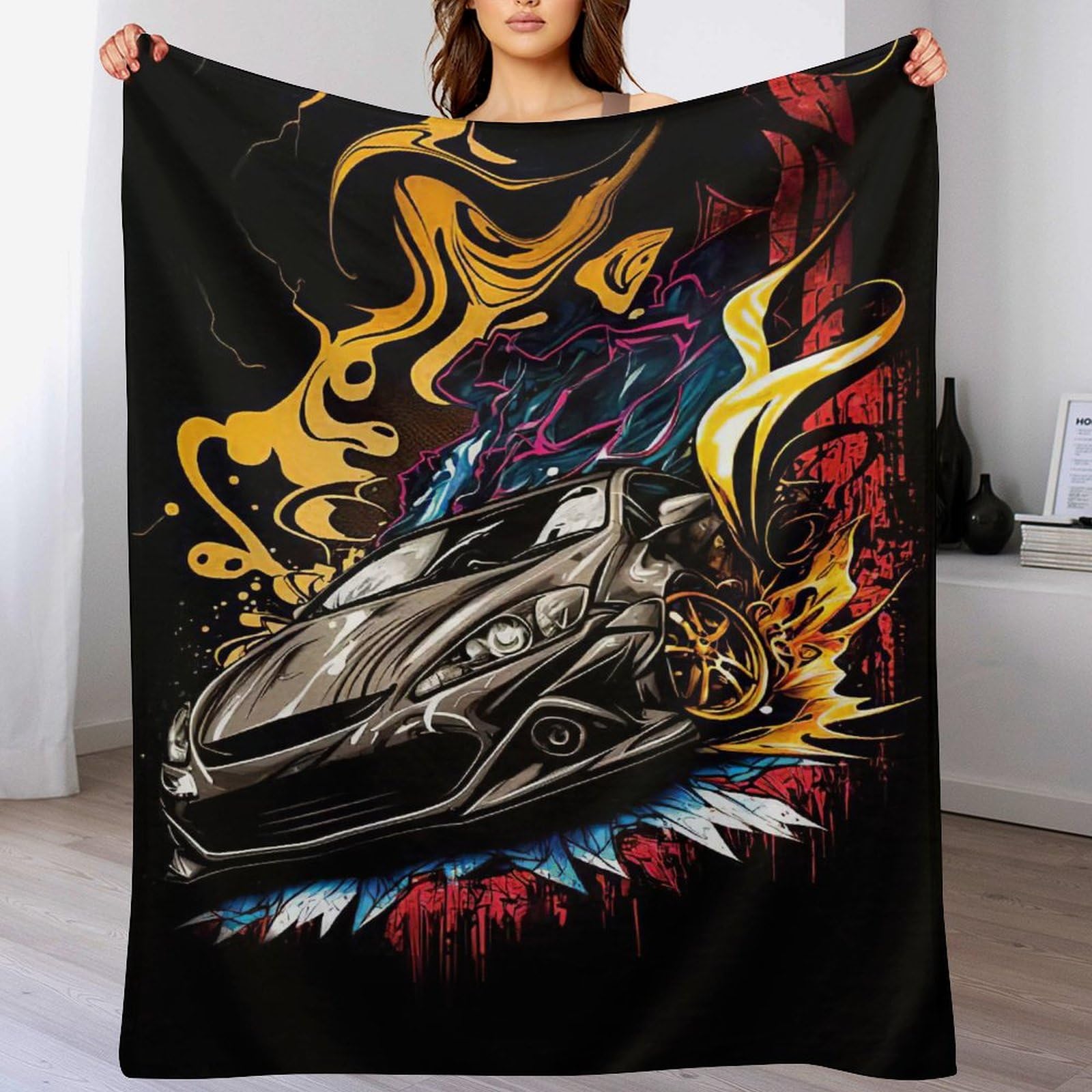 Plaid voiture de sport chaud et léger en polaire douce pour chambre de bébé