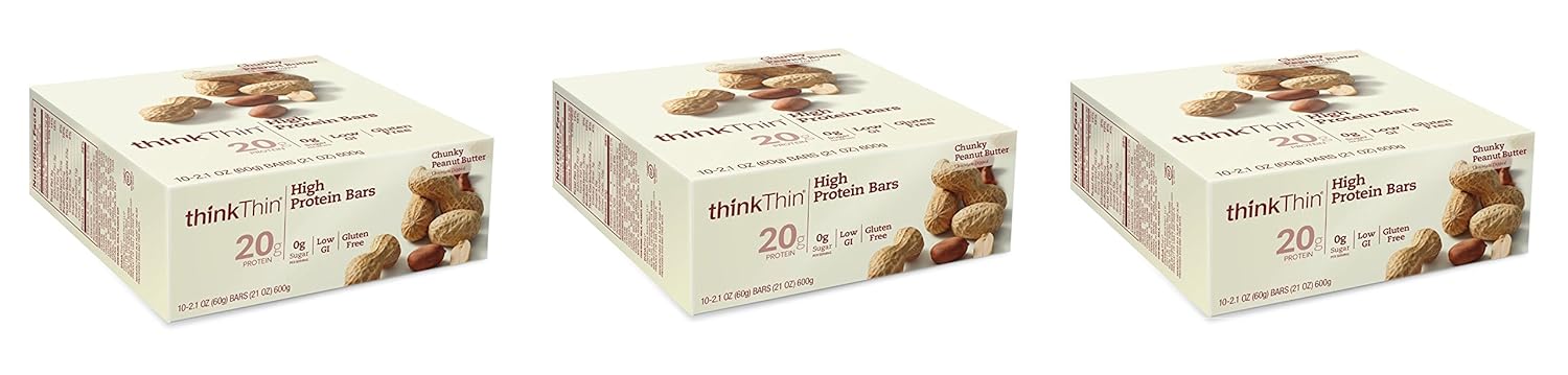 Think Thin 30 Pack (3 X Box of 10)- (Chunky Peanut Butter)