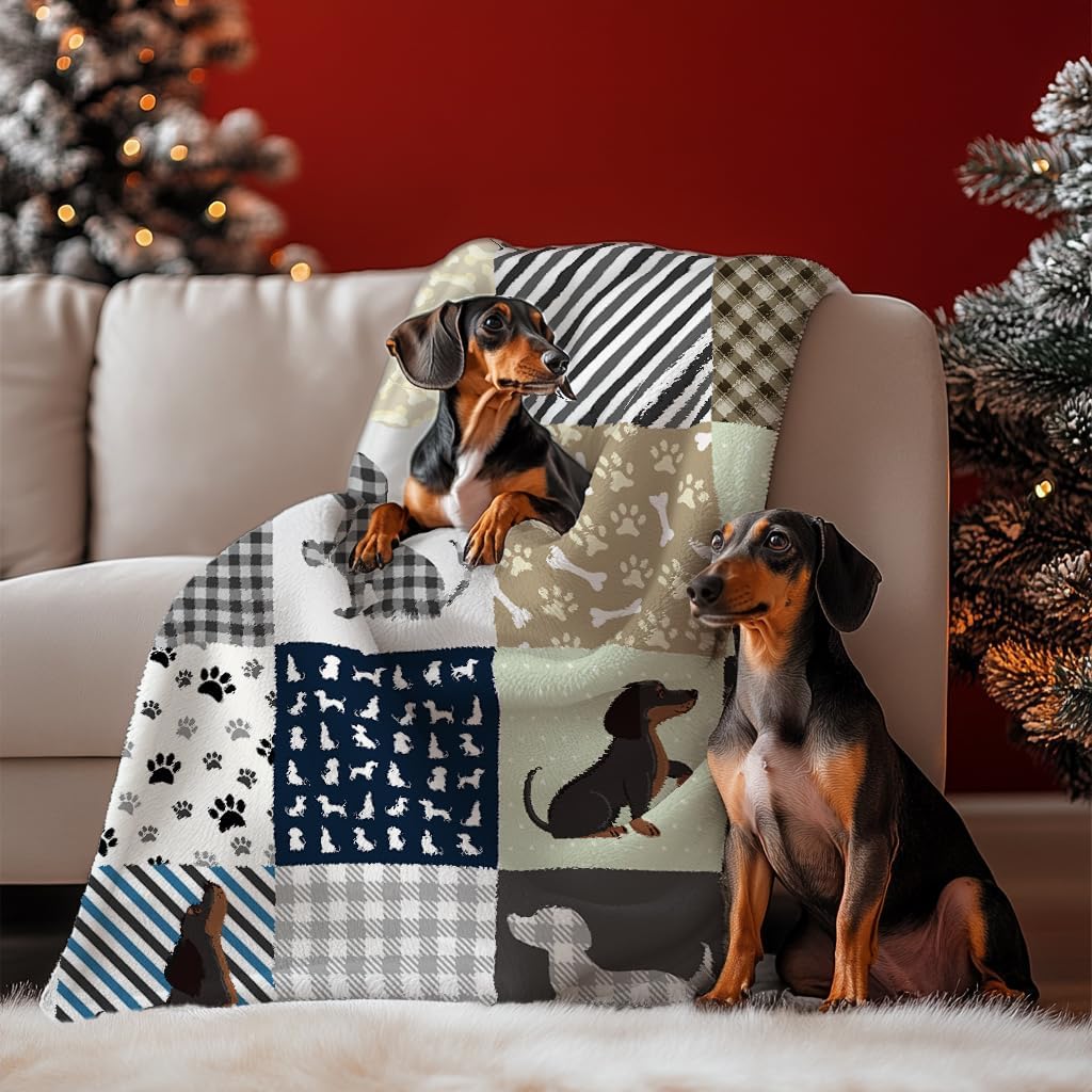 Dachshund Blanket - Cute Wiener Dog Gifts for Women, Lightweight Cozy Flannel Fleece Throw Blanket - 50"x40" - Image 2