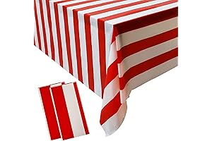 Red and White Striped Tablecloth for McDonalds Birthday Party Decorations