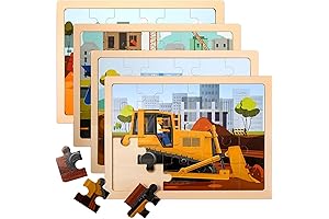 Wooden Vehicle Puzzles for Kids 2-4, Montessori Jigsaw Puzzles for Toddlers