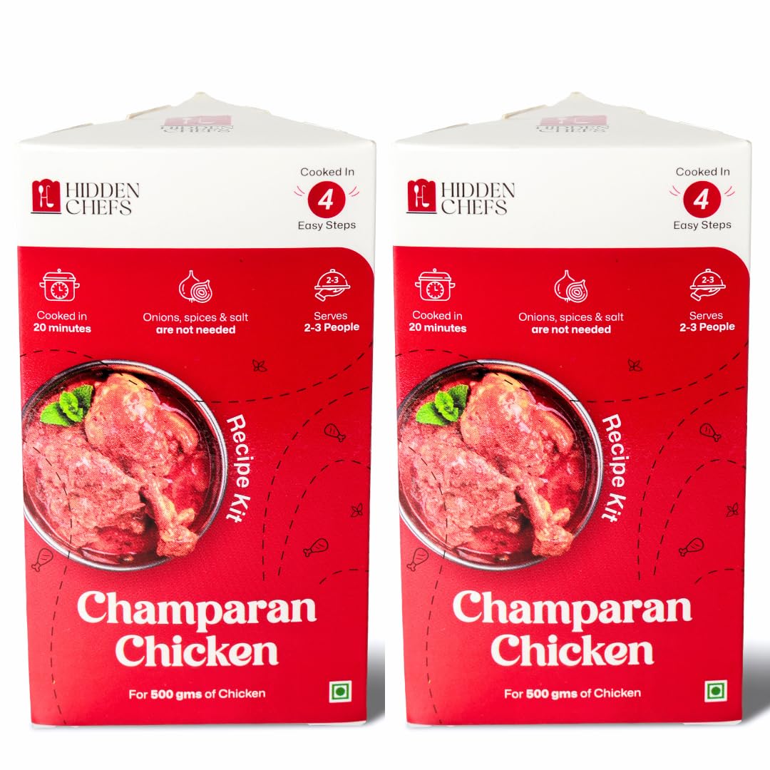 Hidden Chefs Champaran Chicken - Instant Recipe Kit for Delicious Home Cooking - Cooked in 20 Mins (Pack of 2) - No Preservatives/No Artificial Flavors and Colors - 1 Kit used in 500 Gms of Chicken/Mutton - Authentic Champarans Flavor (B0D1KNJK9H) Amazon Price History, Amazon Price Tracker