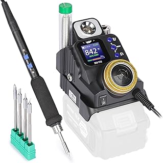WEP 982-VI 2 Cordless Soldering Station for Makita 20V Battery Soldering Iron Kit with Integrated Holder, Tips Cleaner, °C-°F Conversion, Sleep Mode, 5 C235 Compatible Tips, 0.8mm Solder Wire