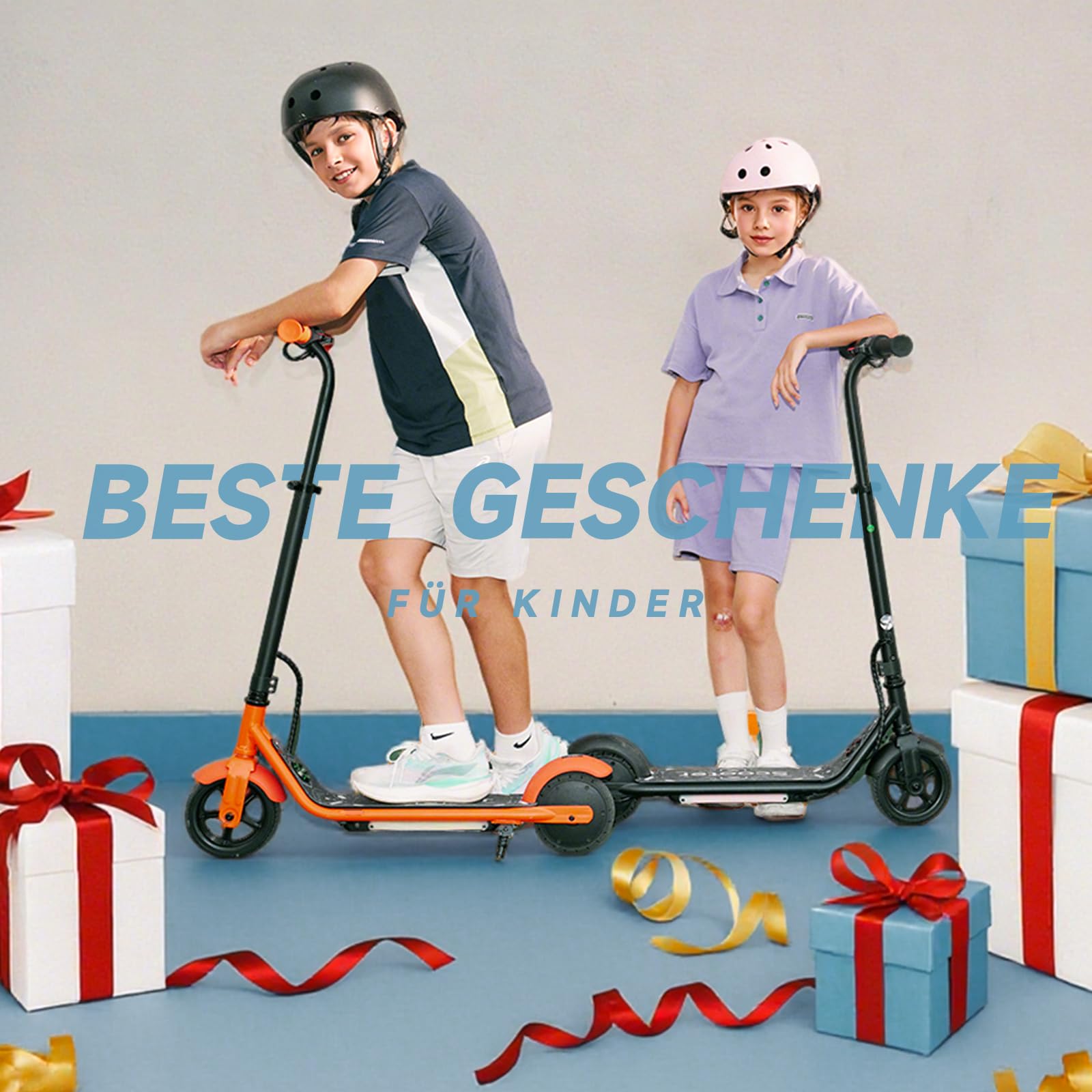 iScooter Scooter eléctrico para niños de 6 a 12 años, motor 150 W, 8/13/19 km/h, altura ajustable de 82 a 100 cm, neumáticos de 6.0", luces arcoíris coloridas, pantalla LED, autonomía de 35