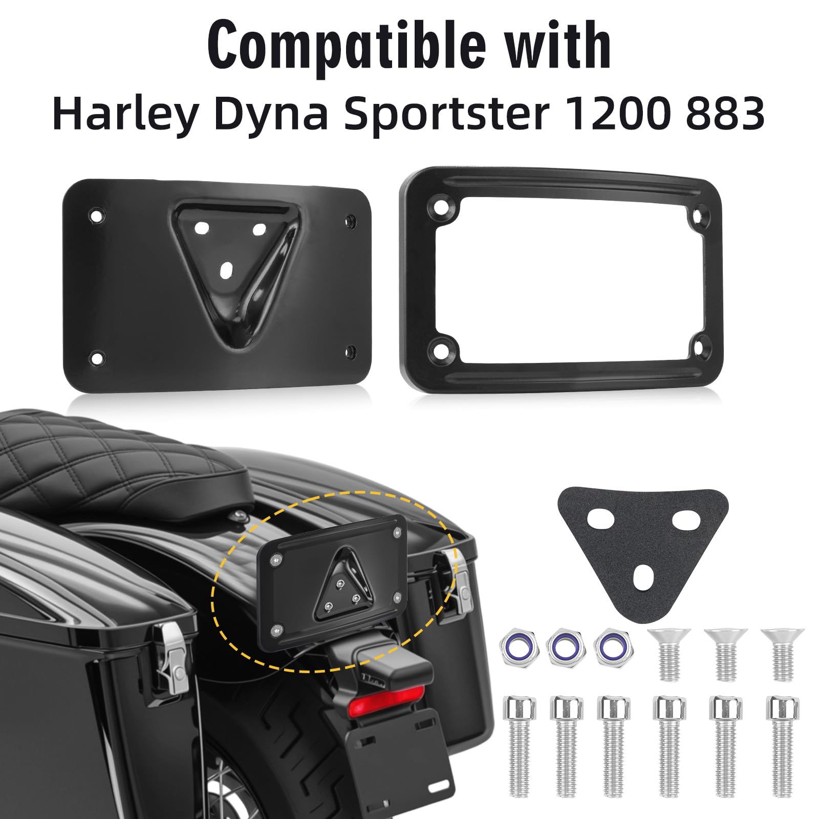 Riloer Tablica rejestracyjna motocykla do Harley Dyna Sportster 1200 883, czarny