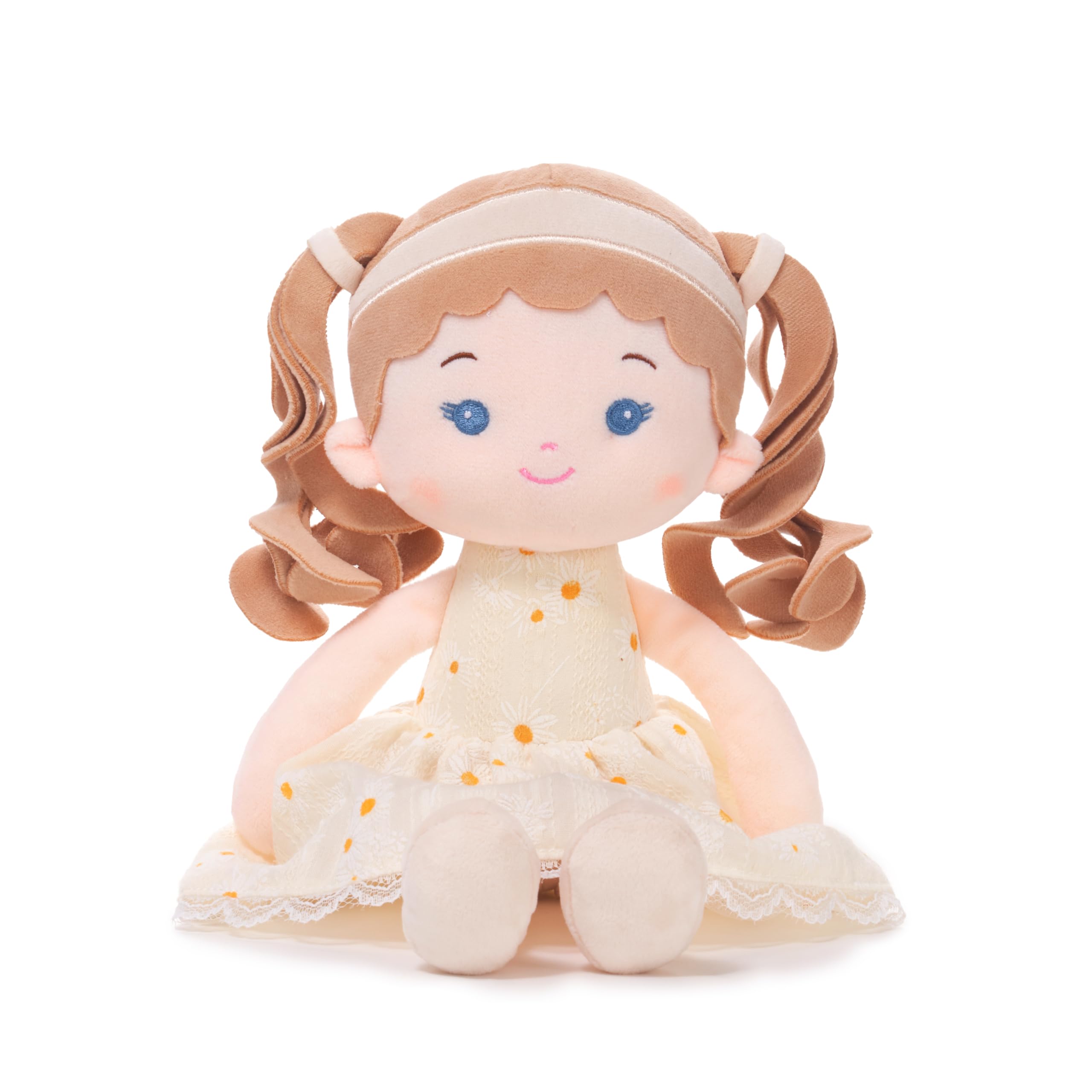 LeyaDoll Soft Baby Doll Toys for Girls (12''), My First Baby Rag Doll, Birthday Gift for 1 & 2 Year Old Girl, Toddler Plush Doll Toy-Mini-Solara-Yellow