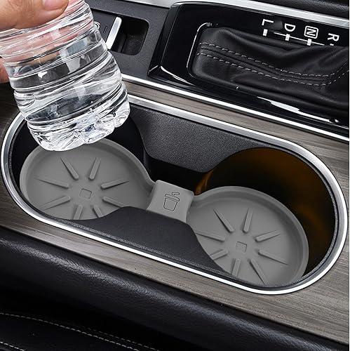 Miniatura 5 de Cabilock Car Cup Holder Insert Mat Gray Silicone Anti-Slip Central Console Coaster Automotive Cup Holder Pad for Spill Prevention Easy Installation