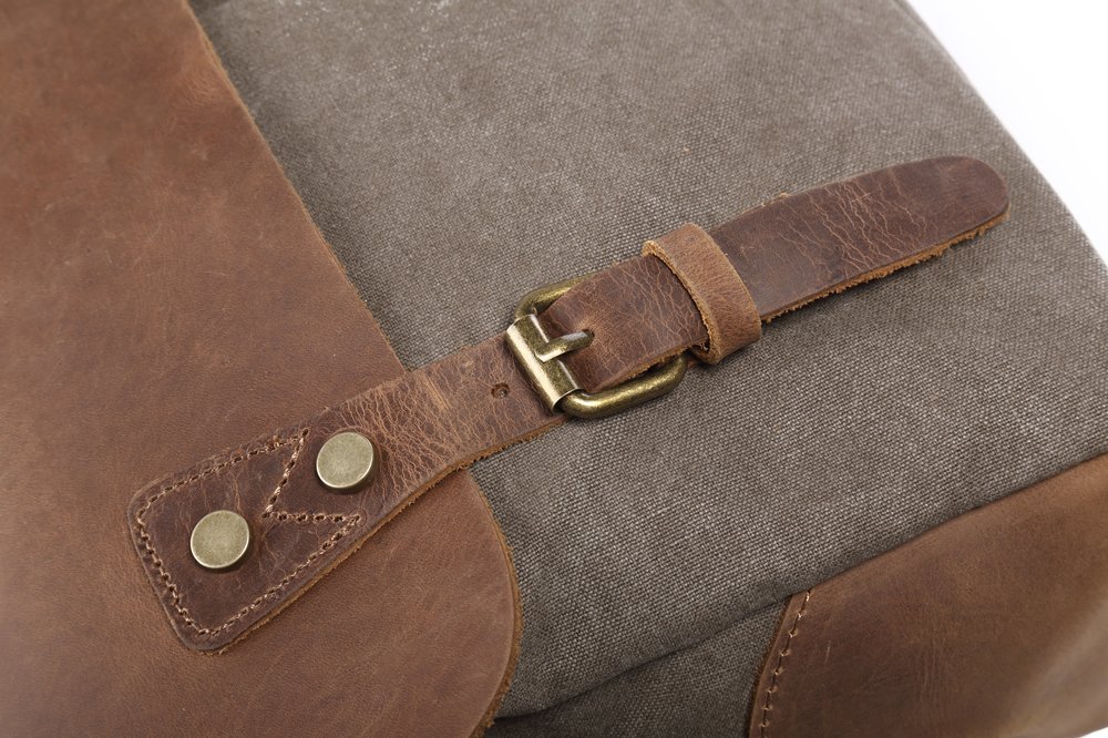 Aktentasche Herren Canvas mit Echtleder, Laptop tasche Retro Schultertasche für 14 Zoll Laptop