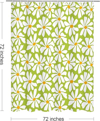 Miniatura 38 de Cortina de ducha floral de margaritas azules, cortina de ducha bohemia con flores de primavera para baño femenino, juego de cortina de ducha moderna