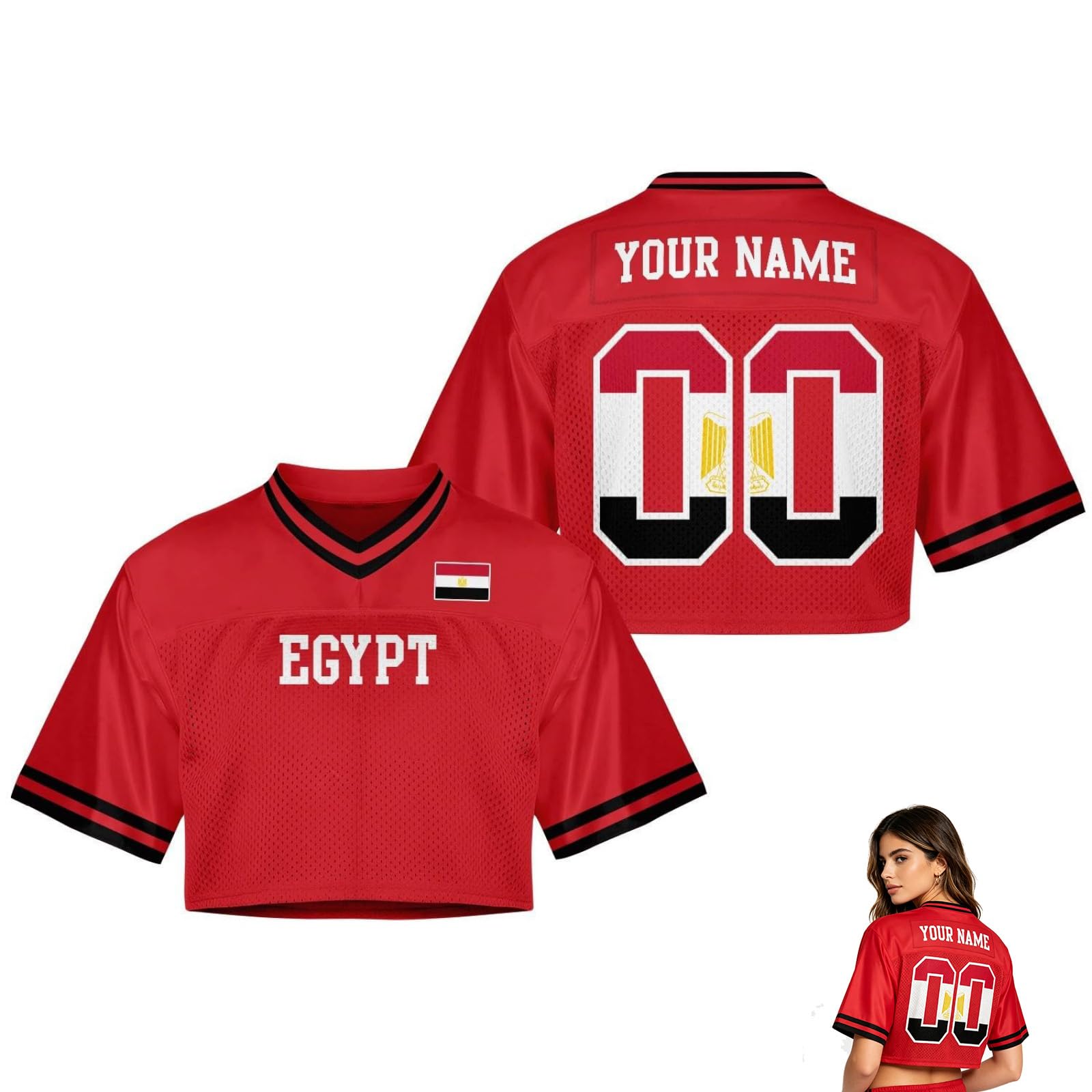 2026 Fan Shirt for Women,Personalised Name & Number, Y2K Crop Style Jersey, Cute Summer Short Sleeve Top for Match Day, Loose Streetwear for Girls