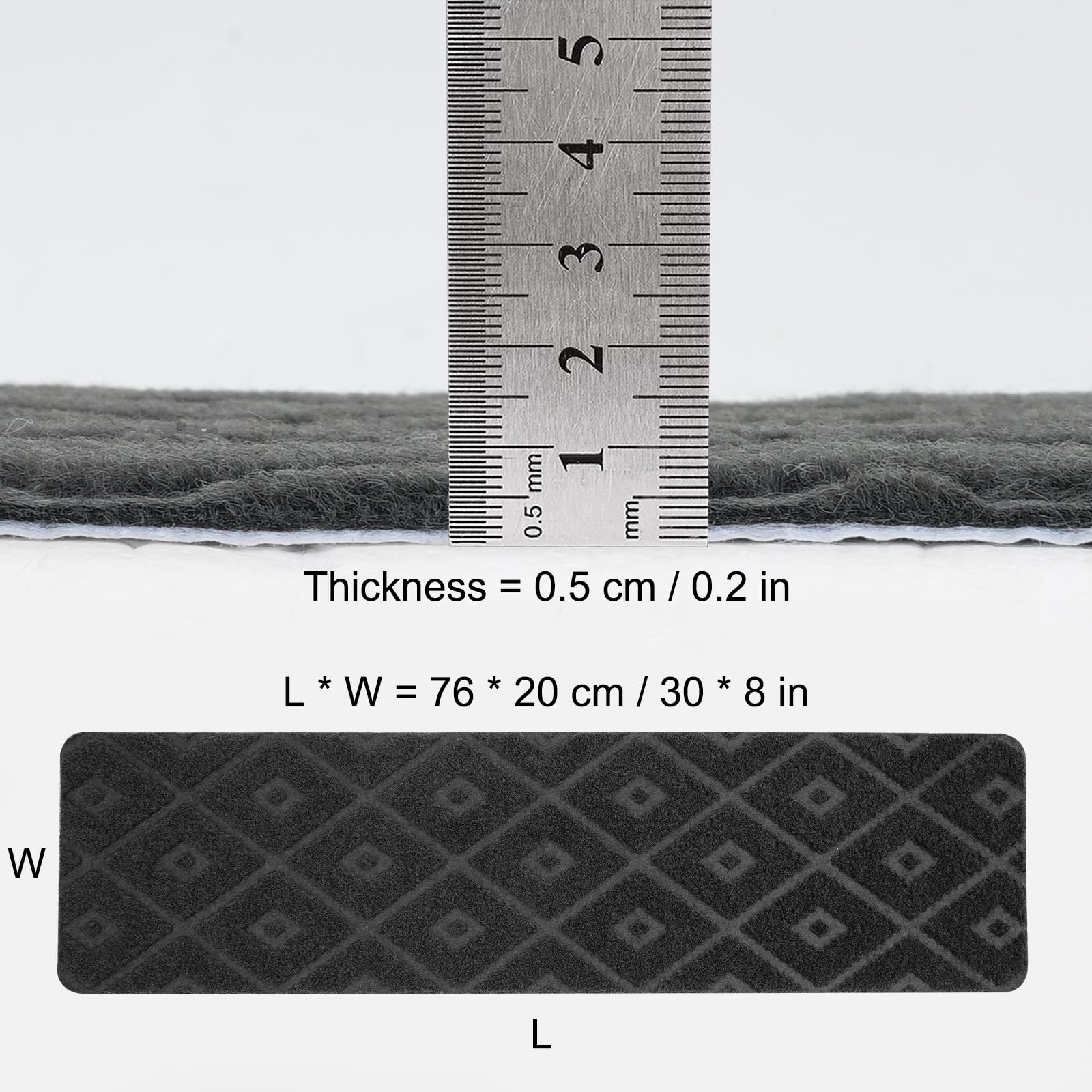 Snowyee Stair Treads, 15 Pack 8 * 30" Non Slip Stair Runners for Wooden Steps Reusable Adhesive Indoor Stairs Carpet for Kids Elders and Dogs/Grey