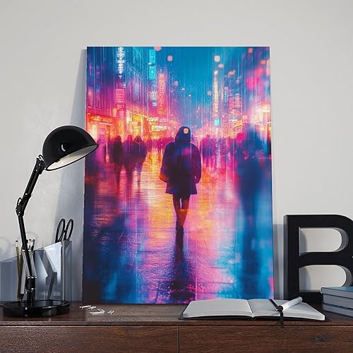 Miniatura 8 de XAHOR Neon Cyberpunk Abstract Print  Synthwave Style Art  Vibrant Digital Wall Decor Canvas Posters Wall Art Bedroom Office Room Decor Gift