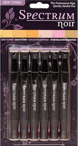 Crafter's Companion Spectrum Noir - Marcadores de alcohol, paquete de 6 tonos de piel