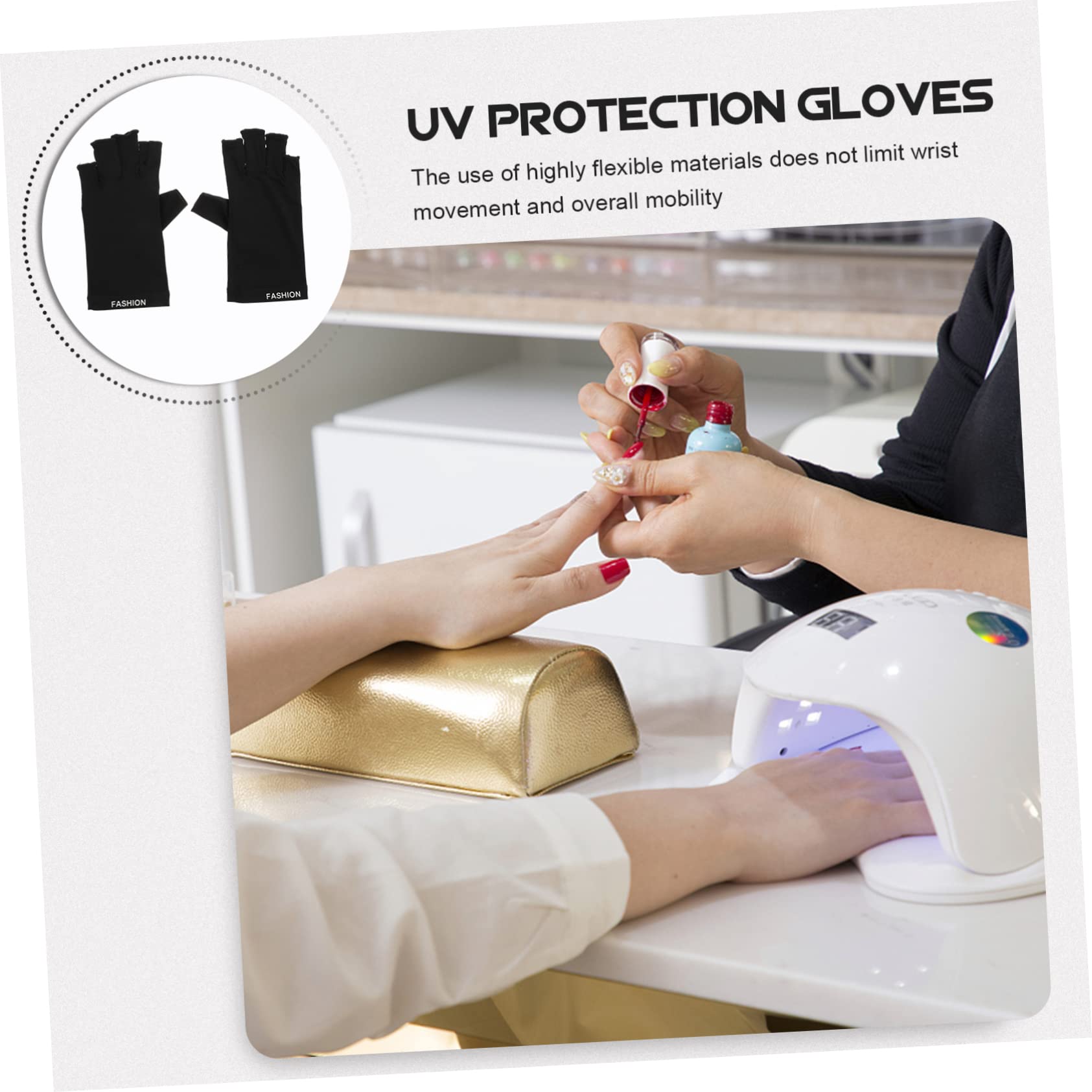 FRCOLOR 4 Pares De Guantes De Manicura Para La Piel - Guante De Uñas Uv Elástico Y Cómodo Para Salón En Casa