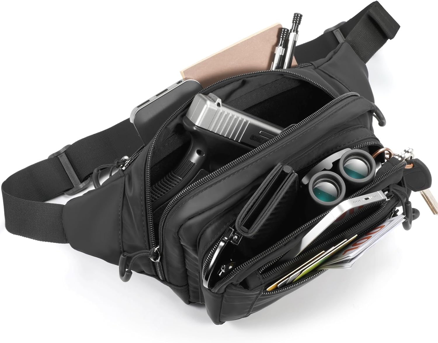 Waist Chest Running Bag - Tactical Men Women Fanny Pack w/Adjustable Waist Belt/Zippered Pockets/Universal Holster/Compact Lightweight Belt Bag - Image 2