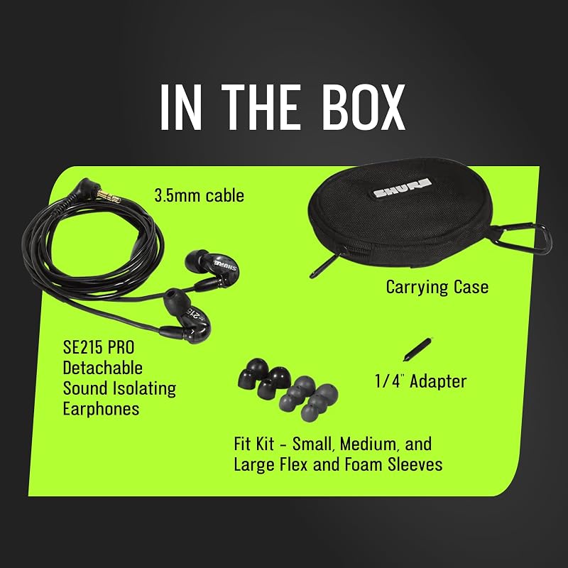 Shure SE215 PRO Wired Earbuds, Professional Sound Isolating Earphones with Clear Sound, Deep Bass, Secure in-Ear Fit, Carrying Case, Black (SE215-K) image 3