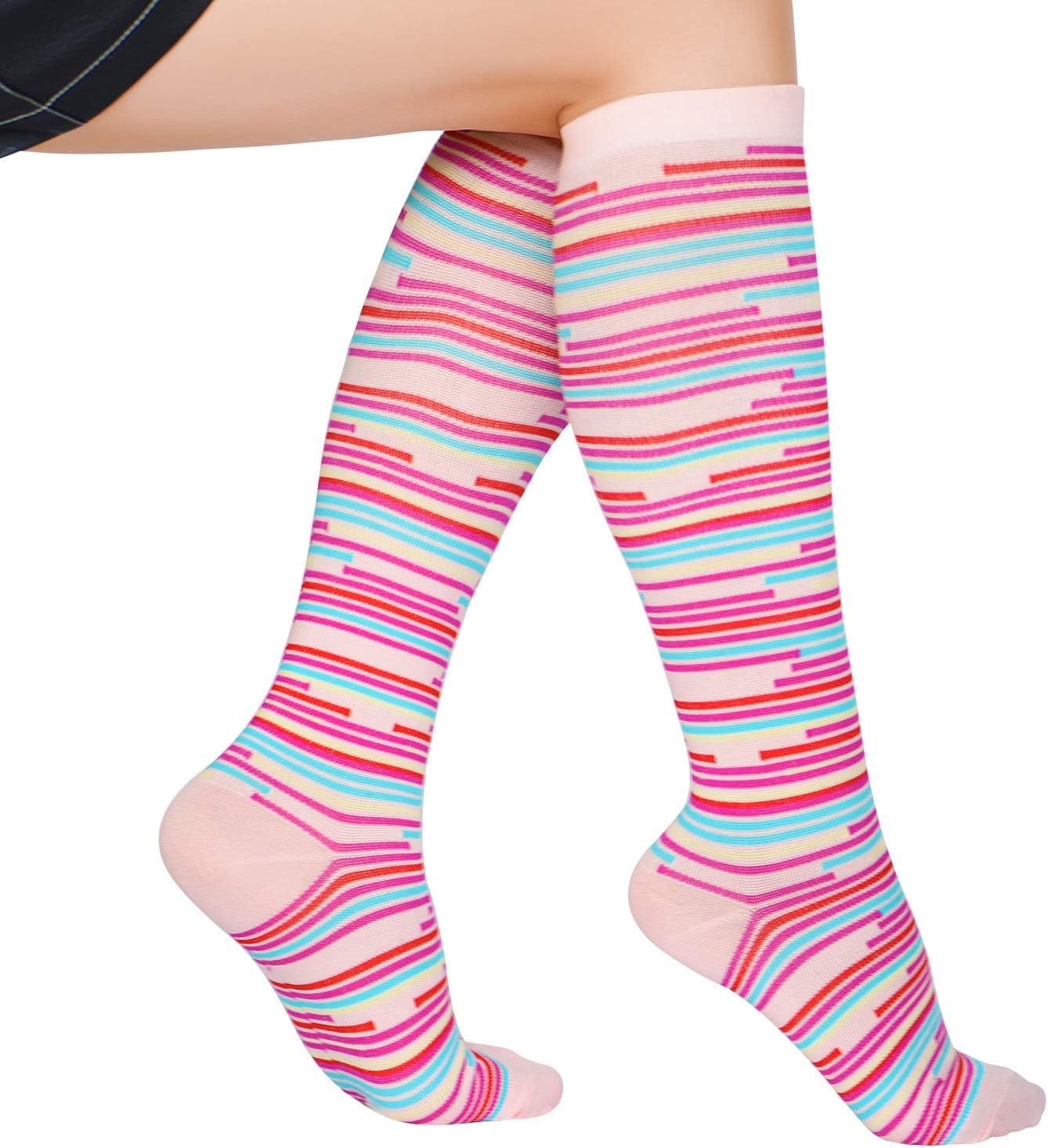 Lavencious Compression Socks 6 Pairs 8-15mmHg for Women Shoe Size 6-10, Sock Size 9-11, 6 Pairs