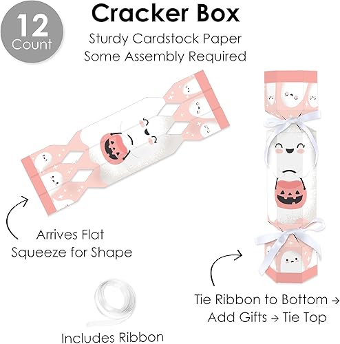 Miniatura 6 de Big Dot of Happiness Pastel Halloween - Recuerdos de mesa de fiesta de calabaza rosa sin broches - Cajas de galletas de bricolaje - Juego de 12