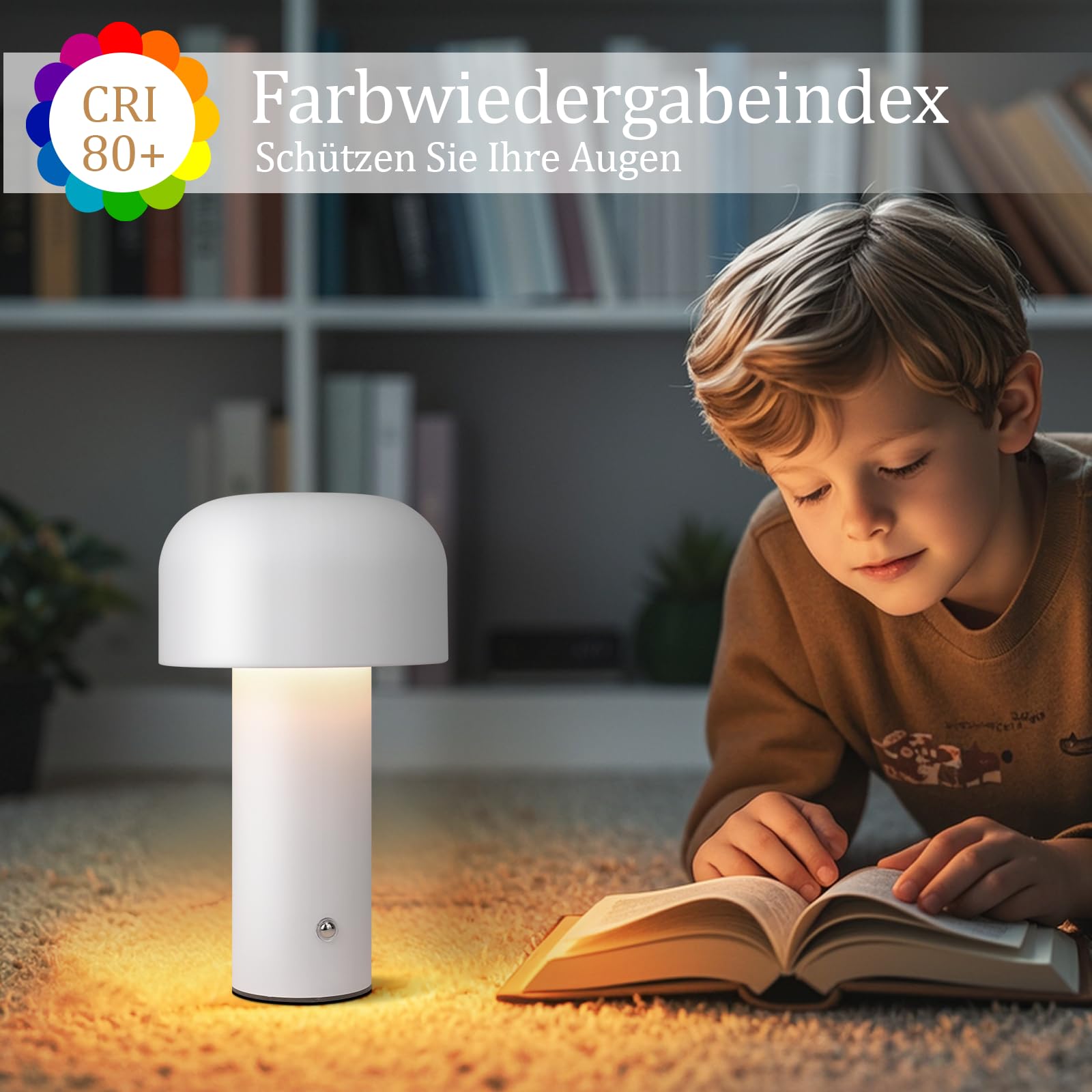 ZMH 2ER Tischlampe Kabellos Akku Tischleuchte - LED Nachttischlampe