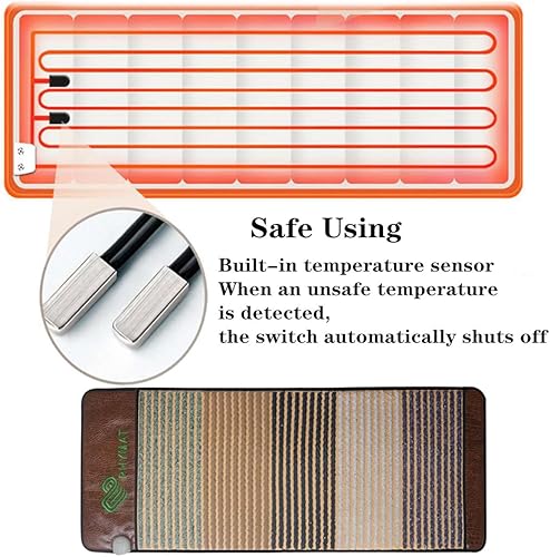 Miniatura 5 de Almohadilla térmica de infrarrojos lejanos, almohadilla de amatista infrarroja (59 x 23.6 pulgadas), 5 tipos de almohadillas térmicas de piedras